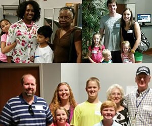 3 photos of smiling families.